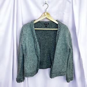 Anne Klein Gray Open Cashmere Cardigan Knit Medium